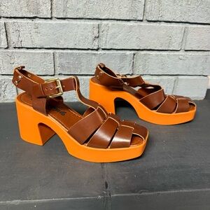 New Free People Pacific Platform Luggage Fisherman Sandals 38 7.5